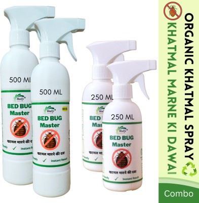BhuLife Powerfull Natural Bedbug Eliminator Spray | Organic Khatmal Marne Ki Dawai(4 x 375 ml)
