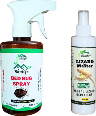 BhuLife Natural Bed bug Eliminator Spray & Lizard Repellent Spray For Insect Free Home(2 x 225 ml)