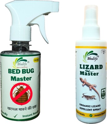 BhuLife Bedbug Spray Strong 250ML and Safe Lizard Spray Natural Oil Based 100ML(2 x 175 ml)