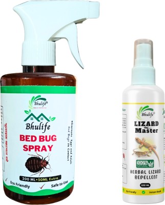 BhuLife Organic Bed bug Eliminator Spray & Lizard Repellent Spray For Insect Free Home(2 x 175 ml)