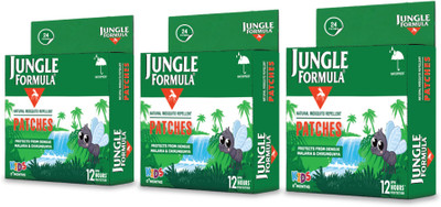 JUNGLE FORMULA Natural Repellent Mosquito Patches Pack of 3, 12 Hours Protection(3 x 24 Patches)