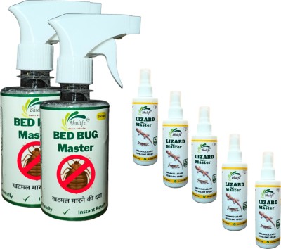 BhuLife Bedbug Spray Strong 250ML and Safe Lizard Spray Natural Oil Based 100ML(7 x 142.86 ml)