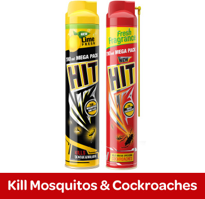 Hit Crawling Insect Killer Spray & Flying Insect Killer Spray - Lime Fragrance(2 x 700 ml)