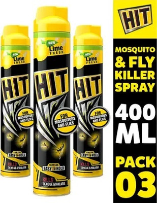Hit Insect Killer - Mosquito & Fly Killer Spray (3 x 400 ml)(3 x 133.33 ml)