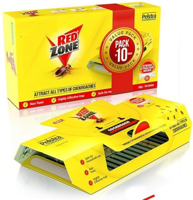 Redzone Cockroach trap | Pack of 10 | Non-Toxic | Powerfull trap(10 Units)