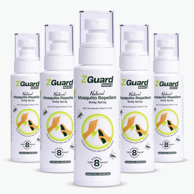 Z GUARD Natural Mosquito Repellent Spray for Adult Safe and Chemical Free(5 x 100 ml)