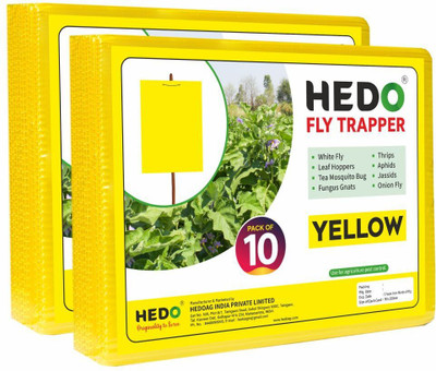 HEDO Fly Trapper Yellow Sticky Sheet To Control Thrip Aphid &Whitefly Pack Of(20Pcs)(2 x 1 Units)