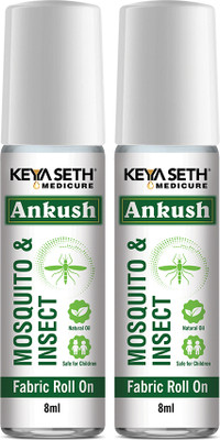 KEYA SETH AROMATHERAPY Ankush Mosquito Insect Fabric Roll On Non-Toxic & No DEET Formula Safe for Baby(2 x 8 ml)
