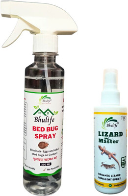 BhuLife Organic Bedbug Spray & Lizard Repellent Spray Combo| 200MLx1+100MLx1(2 x 150 ml)