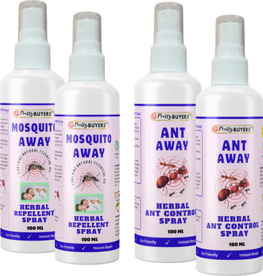 PrettyBUYERS Herbal Mosquito & Ant Repellent Spray Combo | Completely Organic(4 x 100 ml)