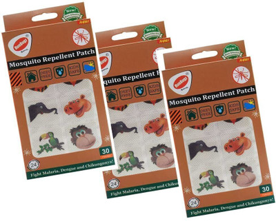 RunBugz Natural Repellent Mosquito Patches for Babies with 24 Hours Protection,30 Patches (Jungle Printed) -(Pack Of 1)(3 x 30 Patches)
