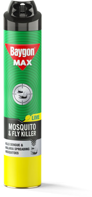 Baygon Max Mosquito & Fly Killer Spray, Lime, Kills Dengue Malaria Mosquitoes Instantly(625 ml)