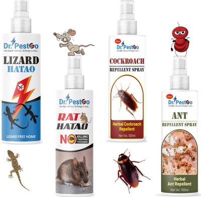 Dr.PestGo Flying Insect Killer, Crawling Insect Killer Cockroach Killer Spray(4 x 100 ml)