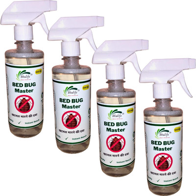 BhuLife Bedbug Spray Strong and Effective | Completely Safe for Kids and Pets | No Stain(4 x 500 ml)