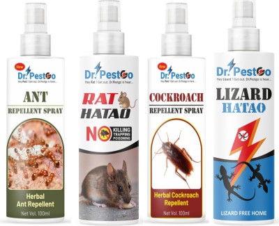 Dr.PestGo Pest Repel Control for Home | Ant, Cockroach, Rat, Lizard, BedBugs, Spider(4 x 100 ml)