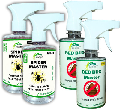 BhuLife Herbal Bed Bug Repellent Spray & Spider Repellent Spray Combo(4 x 250 ml)