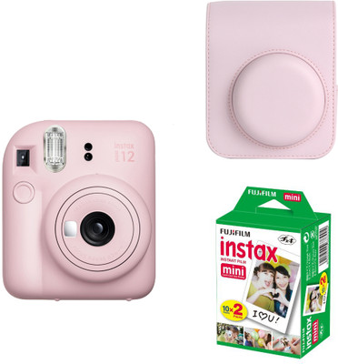 FUJIFILM Instax mini 12 Blossom Pink Instant Film Camera with PU Leather Carrying Bag and 10x2 film Instant Camera(Pink)