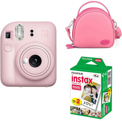 FUJIFILM Instax mini 12 Blossom Pink Camera with pink shell bag and 20 Shots Instant film Instant Camera(Pink)