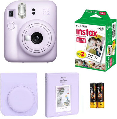 FUJIFILM Instax mini 12 Lilac Purple Instant Camera with 10x2 Film + pouch and 64 sheet album Instant Camera(Purple) FUJIFILM Instax mini 12 Lilac Purple Instant Camera with 10x2 Film + pouch and 64 sheet album Instant Camera(Purple)