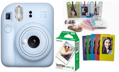 Fujifilm Instax Instax Mini 12 with (10 Mini Film Shots, Magnet & Bunting) Instant Camera(Blue)