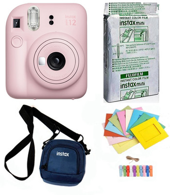 FUJIFILM Instax mini 12 Blossom Pink With 10x1 Film, Bunting1 & Pouch Instant Camera(Pink)