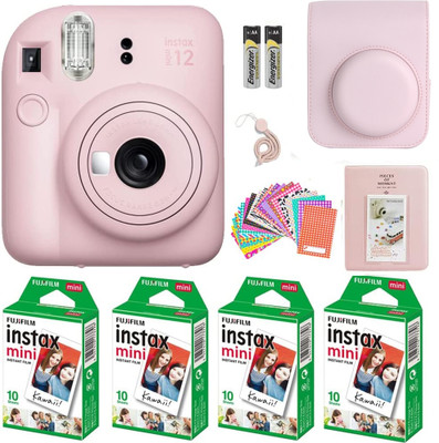 FUJIFILM Instax mini 12 Blossom Pink Instant Camera+10x4 Film+Carrying Case,Album,Stickers Bundle Instant Camera(Pink)
