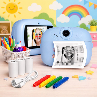 LIVORA Kids Camera 13MP 1080P HD digital camera with games and Video Recording Instant Camera for Girls & Boys 8-12 Years Birthday Gift for Kids Rechargeable Instant Camera(Blue)