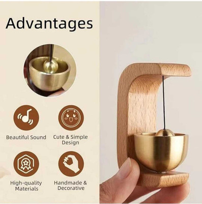 TECHNOLOGIA WOODEN & BRASS DOOR BELL FOR HOME DECOR Wireless Door Chime(1 Tune)