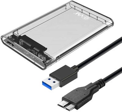 EVM 2.5 SATA Casing High speed USB 3.0 2.5 inch Shock Resistant Internal Hard Drive Enclosure(For Laptop, Desktop, Black Translucent)