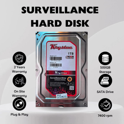 KRYTRAA High Speed 1 TB Surveillance Systems Grey SATA Internal Hard Disk Drive (HDD) (1TB)(Interface: SATA, Form Factor: 3.5 inch)