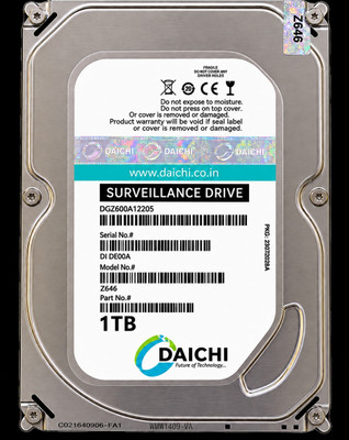 DAICHI Hdd 1tb 1000 GB Laptop, Desktop, Surveillance Systems, Network Attached Storage, Servers, All in One PC's Black SATA Internal Hard Disk Drive (HDD) (HDD1TBDICHI)(Interface: SATA, Form Factor: 3.5 inch)