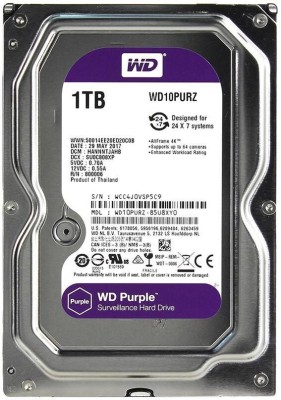 WD Purple 1 TB Surveillance Systems Internal Hard Disk Drive (HDD) (WD10PURZ)(Interface: SATA, Form Factor: 3.5 inch)