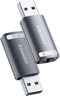 ESSAGER USB-A to 3.5MM Alum Alloy External Sound Card Converter Laptop pc ps USB Internal Sound Card(5.1 Audio Channel)