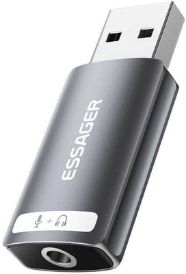 ESSAGER USB to Single 3.5mm Audio Adapter Headset External Stereo Sound Card Converter USB Internal Sound Card(1 Audio Channel)