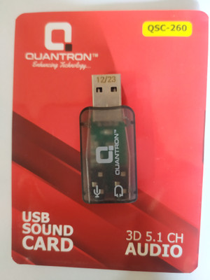Quantron QSC-260 USB SOUND CARD 3D 5.1 CH AUDIO. USB SOUND CARD Internal Sound Card(5.1 Audio Channel)