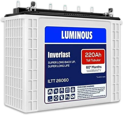 LUMINOUS 60 Months Warranty Tubular Inverter Battery(220 Ah, SELFILTT26060- 220Ah Tall Tubular Battery)
