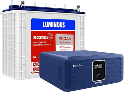 LUMINOUS Zolt 1100 Pure Sine Wave Inverter with RC 25000 Tubular Inverter Battery(200 Ah)