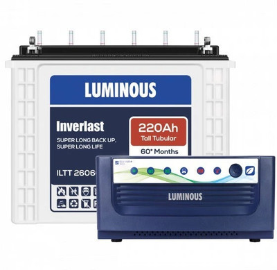LUMINOUS 60 Months Warranty Tubular Inverter Battery(220 Ah, EcoVolt1050+ILTT26060)