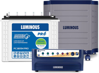 LUMINOUS Power Sine 1100 Pure Sine Wave 900VA/12V Inverter with PC 18054 PRO & Trolley Tubular Inverter Battery(150 Ah)