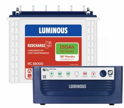 LUMINOUS 1050 VA with RC18000 Tall Tubular Inverter Battery(150Ah)