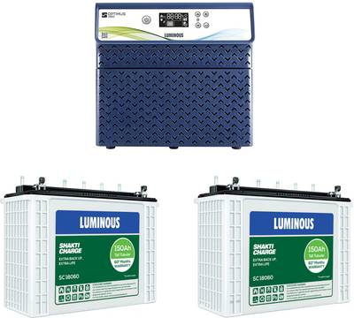LUMINOUS Optimus 2800 Pure Sine Wave 2500VA/24V with 2 Units of SC 18060 Tubular Inverter Battery