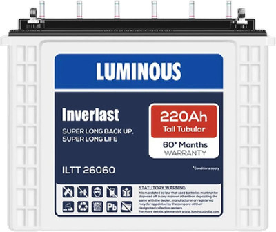 LUMINOUS 60 Months Warranty Tubular Inverter Battery(220 Ah, ILTT26060)