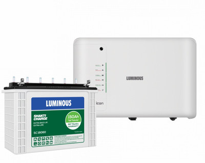LUMINOUS ICON 1100 Pure Sine Wave Next Generation Inverter with Shakti Charge SC18060 Tubular Inverter Battery (150AH)
