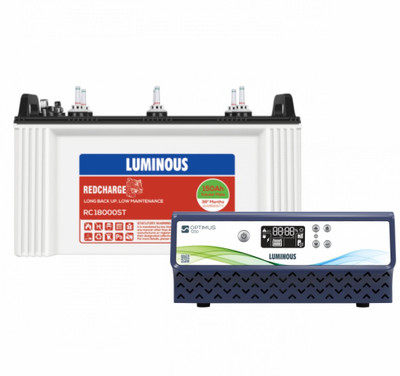 LUMINOUS OPTIMUS 1250 Pure Sine Wave Inverter with Red Charge RC18000ST Tubular Inverter Battery (150AH)
