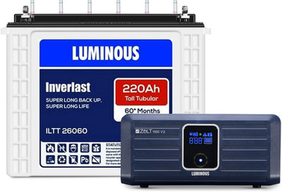 LUMINOUS 60 Months Warranty Tubular Inverter Battery(220 Ah, Zolt 1100 with ILTT 26060)