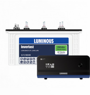 LUMINOUS ZELIO+1100 V2 Pure Sine Wave Inverter with ILTJ18148 Jumbo Tubular Inverter Battery(150 Ah)