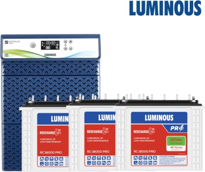 LUMINOUS Optimus 3800+ (3.5Kva 36V) Inverter with 3N Redcharge RC18000 Pro Tubular Inverter Battery(150Ah)