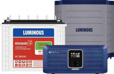 LUMINOUS Zolt 1100 with RC18000 with Trolley TX100L Tubular Inverter Battery(150Ah)