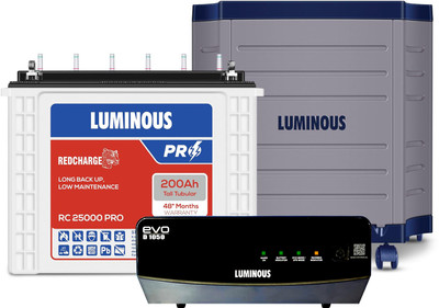 LUMINOUS EVO D 1050 Inverter with RC25000 PRO & Trolley Tubular Inverter Battery(200 Ah)