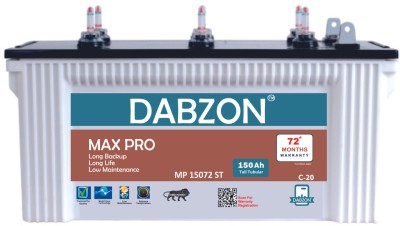 DABZON MP15072ST Tubular Inverter Battery(for Home, Office & Shops | 150AH | 72Month Warranty)